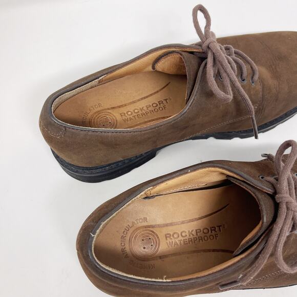 Rockport 9.5 Brown Suede Leather Northfield Waterproof Derby Oxford Vibram Sole main image 11